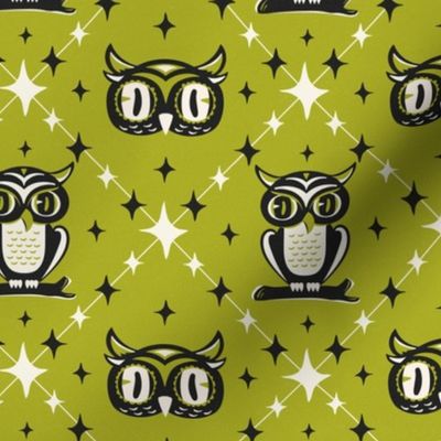 Owl Argyle - Retro Halloween Lime Green Regular Scale