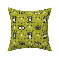 Owl Argyle - Retro Halloween Lime Green Regular Scale