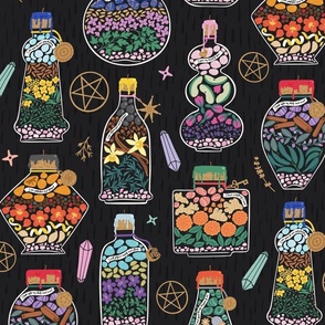 Magic Spell Bottles, night - Eclectic Witch