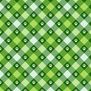 Green Plaid Dog Paw Pattern