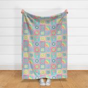 Retro Boho Granny Square Quilt in Pastel Rainbow