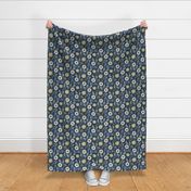 Sunflower Floral - Yellow & Blue - Medium Scale