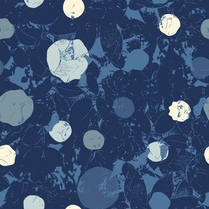 Dots & Leaves - Navy Blue - Medium Scale