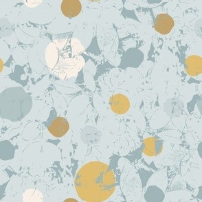 Dots & Leaves - Blue & Gold - Medium Scale