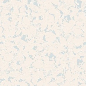 Bramble Leaves - Blue & Linen White - Small Scale