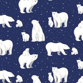 Winter Polar Bears and Stars (Medium Scale)