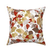 Gingko Leaf Pattern (Brown, Gold, Red, Gray)