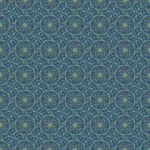 Scratchy circle pattern- Blue, green and orange