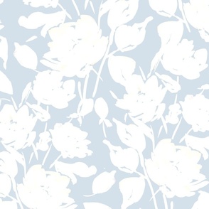 Blue and White Floral Large Silhouette