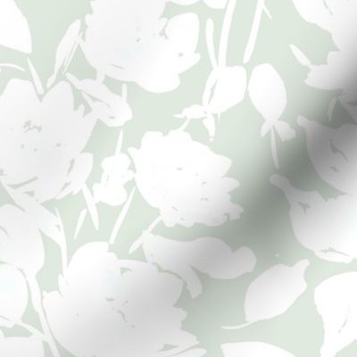 Light green and white Floral Silhouette