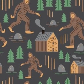 Gone Squatchin - Brown Background