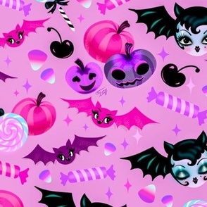 Medium-Vampire Dolly Bat with Violet Candy