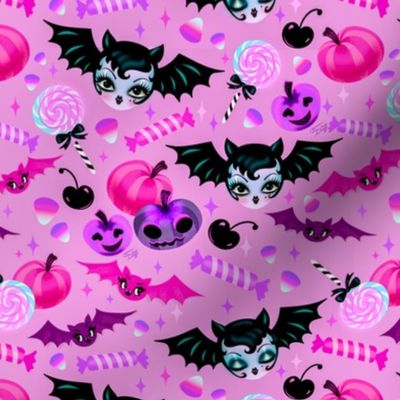 Small Vampire Dolly Bat with Violet Candy
