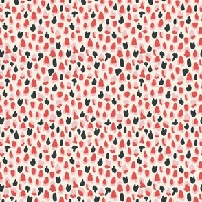 Mini Abstract Animal Print Spots in Red Pink and Black with Cream Background