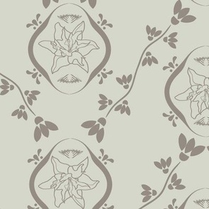 Lilies embedded Damask Style Neutral