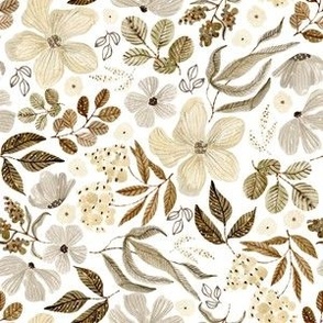 Sepia Watercolor Floral Pattern