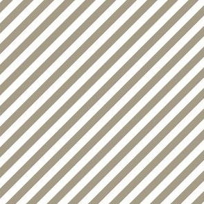 Diagonal Candy Stripe Warm Taupe and White