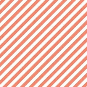 Diagonal Candy Stripe Melon and White