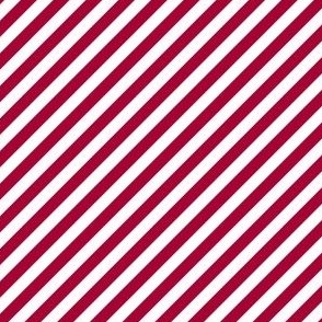 Diagonal Candy Stripe Berry Red and White