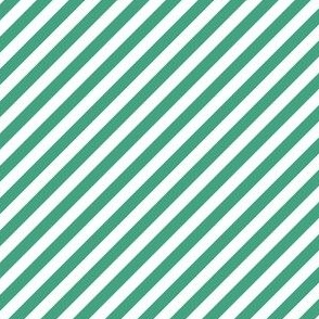 Diagonal Candy Stripe Jade and White