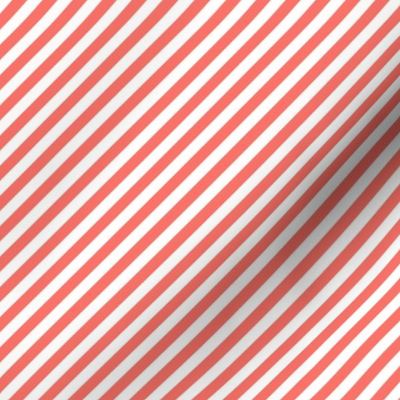 Diagonal Candy Stripe Coral and White