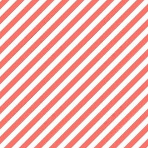 Diagonal Candy Stripe Coral and White