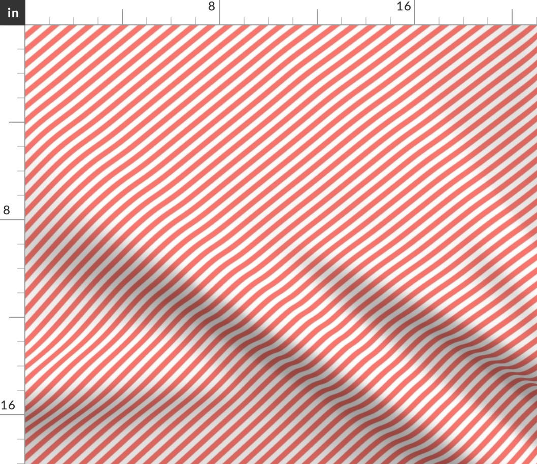 Diagonal Candy Stripe Coral and White
