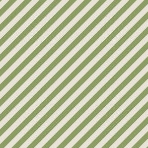 Diagonal Candy Stripe Olive and Cream
