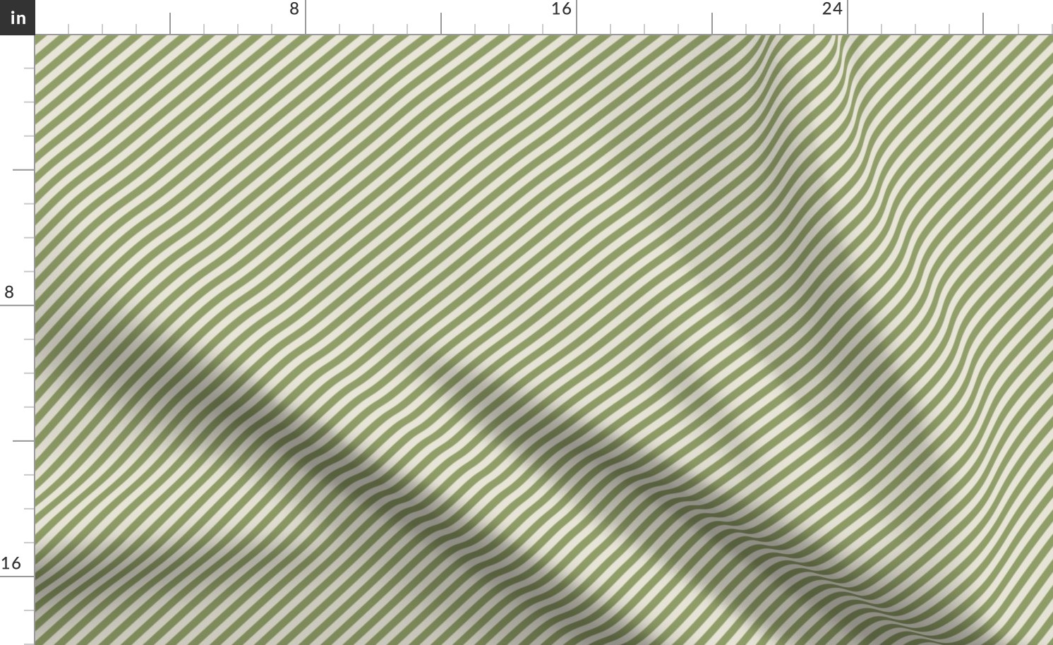 Diagonal Candy Stripe Olive and Cream