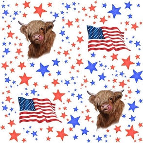 Highland Cow / USA Flag