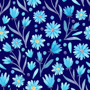 Flower pattern blue tones, medium size