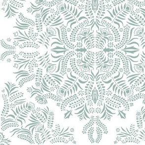 Jungle Damask, Unwind on White // 10.5"