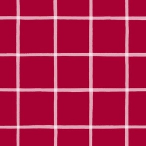 The Grid White on Berry Red