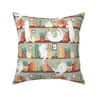 library cats 2020- light sage green morning small scale 