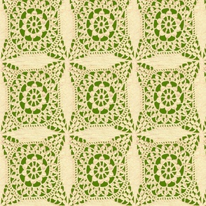 Granny Square Crochet on Green