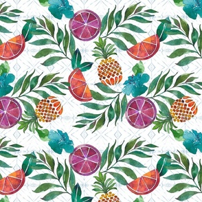 Tropical Fruit Bright Watercolor Swim Fabric Pattern