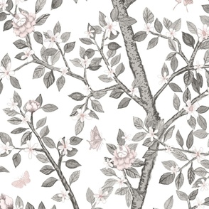 Warm Charcoal and Blush on White Elsie's Garden 