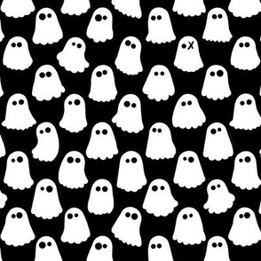 ghosties - cute ghosts on black mid scale