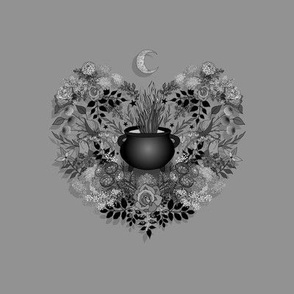 Heart of the Witch's Garden embroidery template (Grey Gray) 