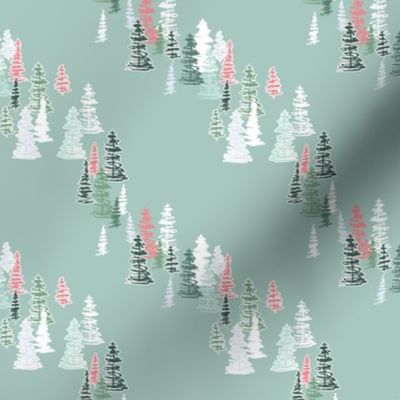 Christmas Bottle Brush Trees - Mint Green - Medium Scale