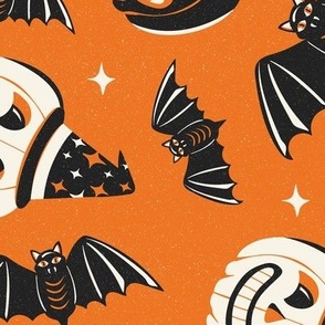 Pumpkin Party - Retro Halloween Orange Large Scale