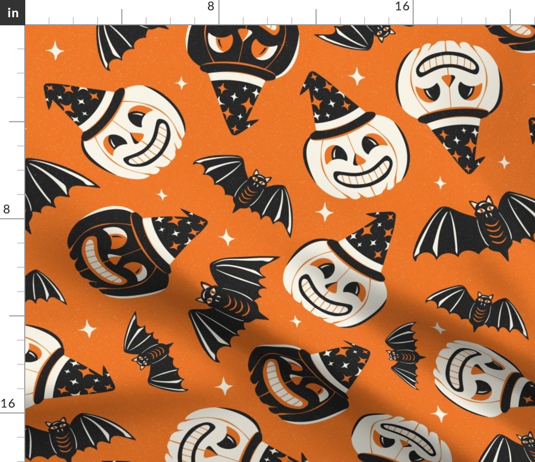 Pumpkin Party - Retro Halloween Orange Large Scale