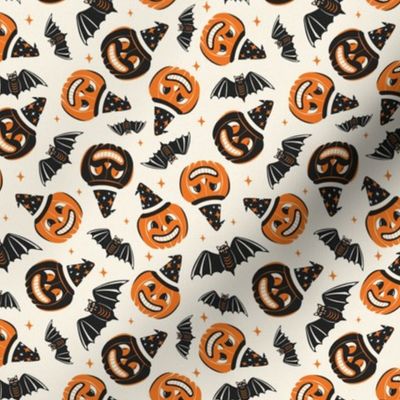 Pumpkin Party - Retro Halloween Ivory Orange Small Scale