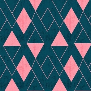 Abstract argyle - pink and teal