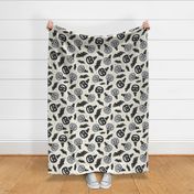 Pumpkin Party - Retro Halloween Ivory Gray Large Scale