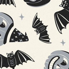 Pumpkin Party - Retro Halloween Ivory Gray Large Scale