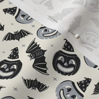 Pumpkin Party - Retro Halloween Ivory Gray Small Scale