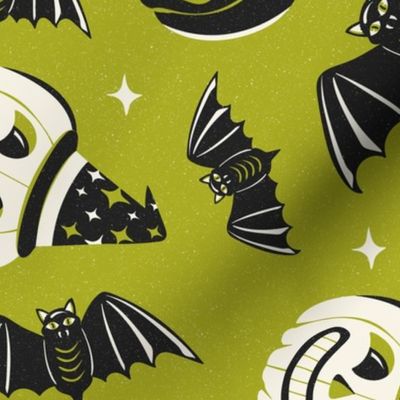 Pumpkin Party - Retro Halloween Lime Green Large Scale