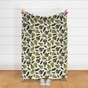 Pumpkin Party - Retro Halloween Ivory Lime Green Large Scale