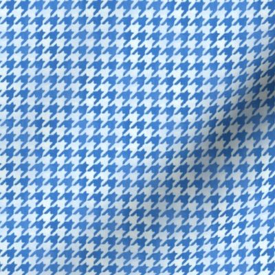 Small Mid Blue and White Handpainted Houndstooth Check Watercolor Pattern